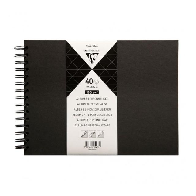 Clairefontaine - 95437C álbum de foto y protector Negro 40 hojas Encuadernación espiral