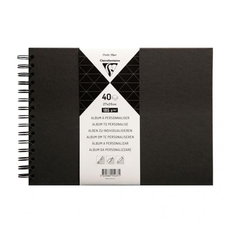 Clairefontaine - 95437C álbum de foto y protector Negro 40 hojas Encuadernación espiral