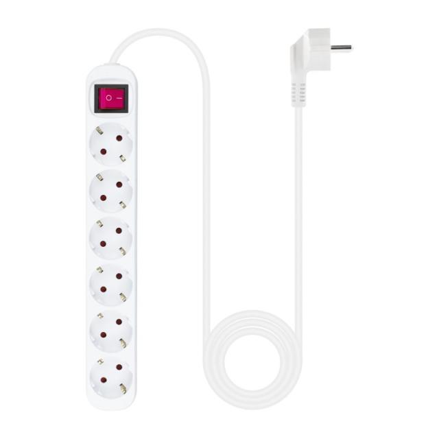 Nanocable - Regleta de enchufes de 6 tomas con interruptor, 1.4 metros Blanca
