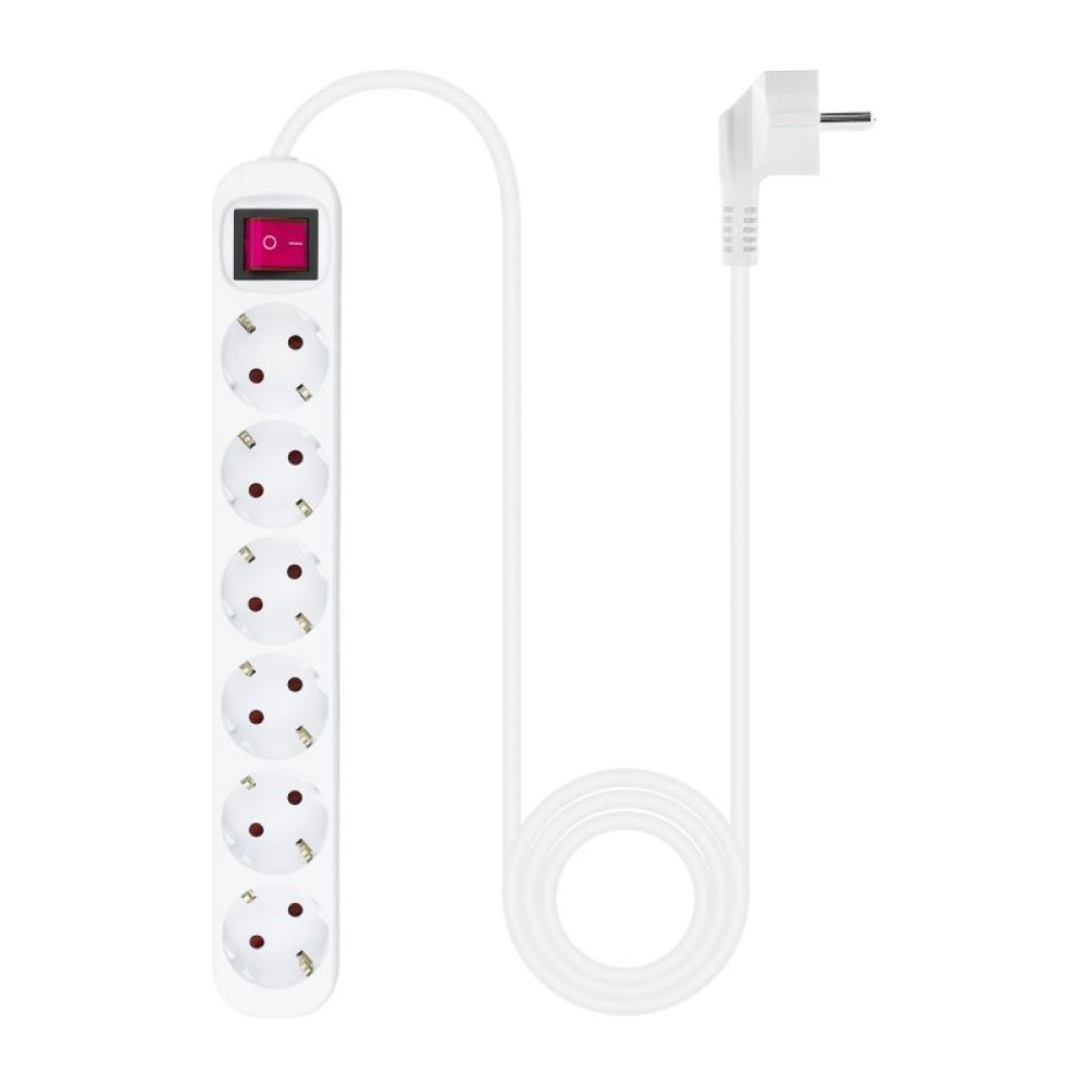 Nanocable - Regleta de enchufes de 6 tomas con interruptor, 1.4 metros Blanca