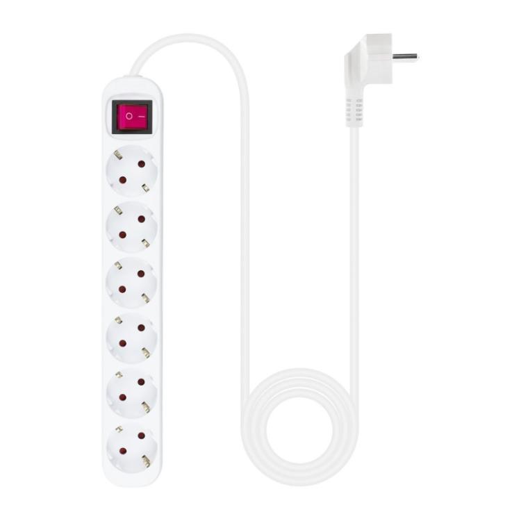Nanocable - Regleta de enchufes de 6 tomas con interruptor, 1.4 metros Blanca
