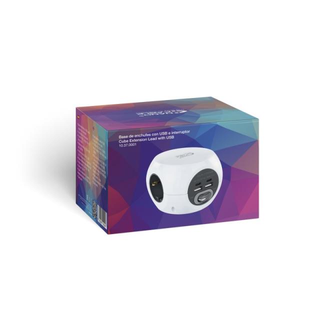 Nanocable - Base de 3 enchufes con 4 USB''s (2 USB A + 2 USB-C), con interruptor