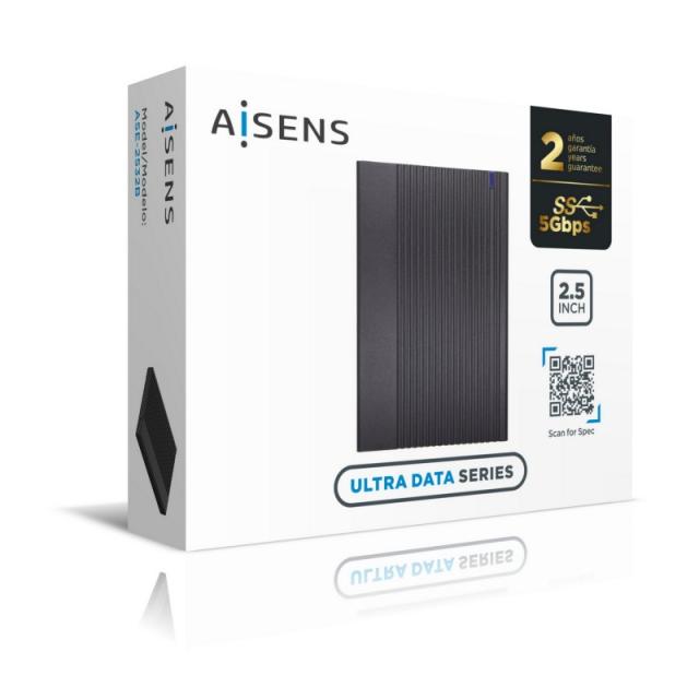 AISENS - Caja Externa 2.5" ASE-2532B 9.5mm SATA A USB 3.0/USB3.1 Gen1, Negra