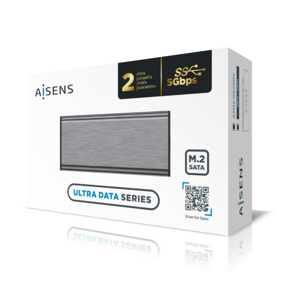 AISENS - Caja Externa M.2 (NGFF) ASM2-007GRY SATA A USB3.1 Gen1, Gris