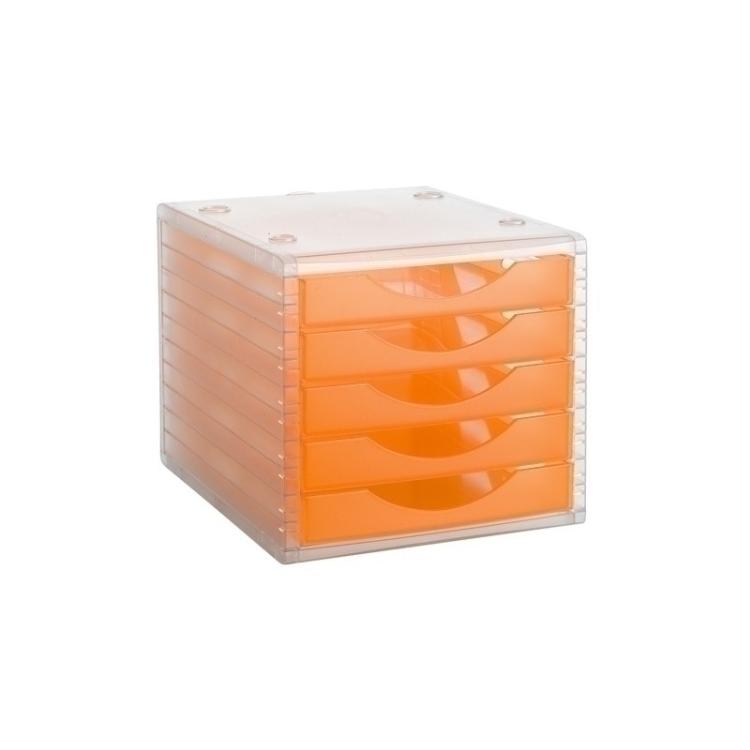 Archivo 2000 - MODULO 5 CAJONES CRISTAL/NARANJA