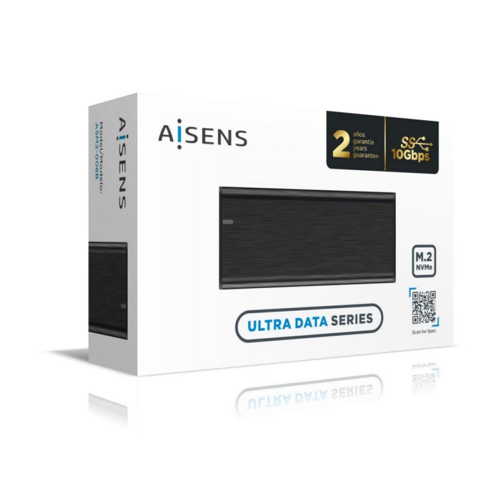 AISENS - Caja Externa M.2 (NGFF) ASM2-008B NVMe a USB3.2 Gen2, Negra