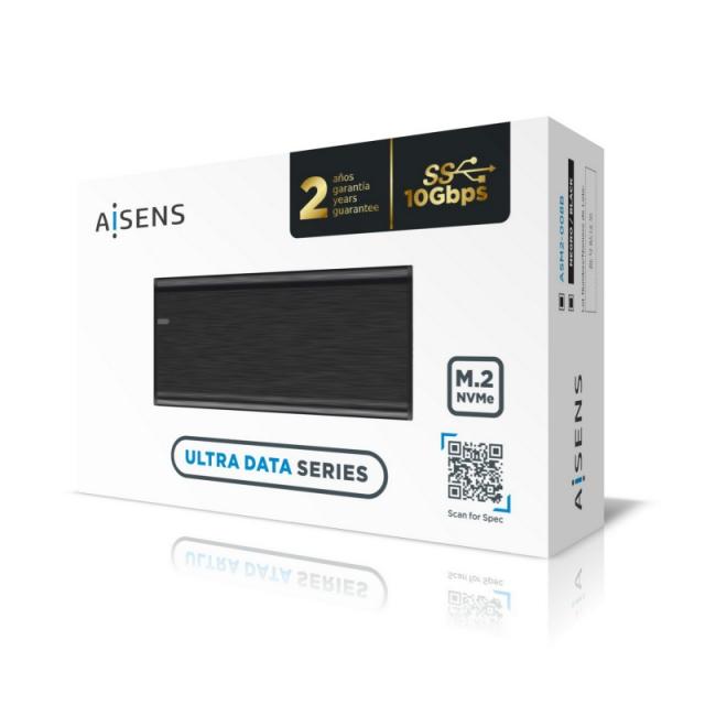 AISENS - Caja Externa M.2 (NGFF) ASM2-008B NVMe a USB3.2 Gen2, Negra