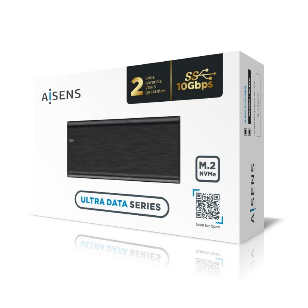 AISENS - Caja Externa M.2 (NGFF) ASM2-008B NVMe a USB3.2 Gen2, Negra