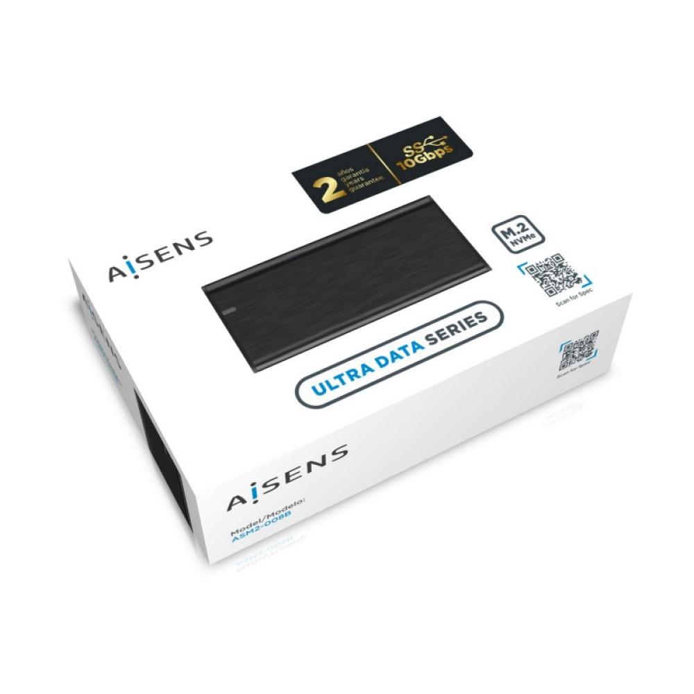 AISENS - Caja Externa M.2 (NGFF) ASM2-008B NVMe a USB3.2 Gen2, Negra