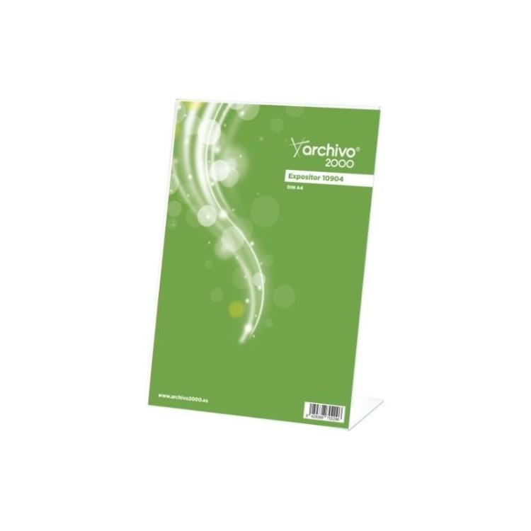 Archivo 2000 - ARCHIVO 2000 EXPOSITOR SOBREMESA EN FORMA DE L DIN A5 VERTICAL 65X150X215 MM CRISTAL TRANSPARENTE