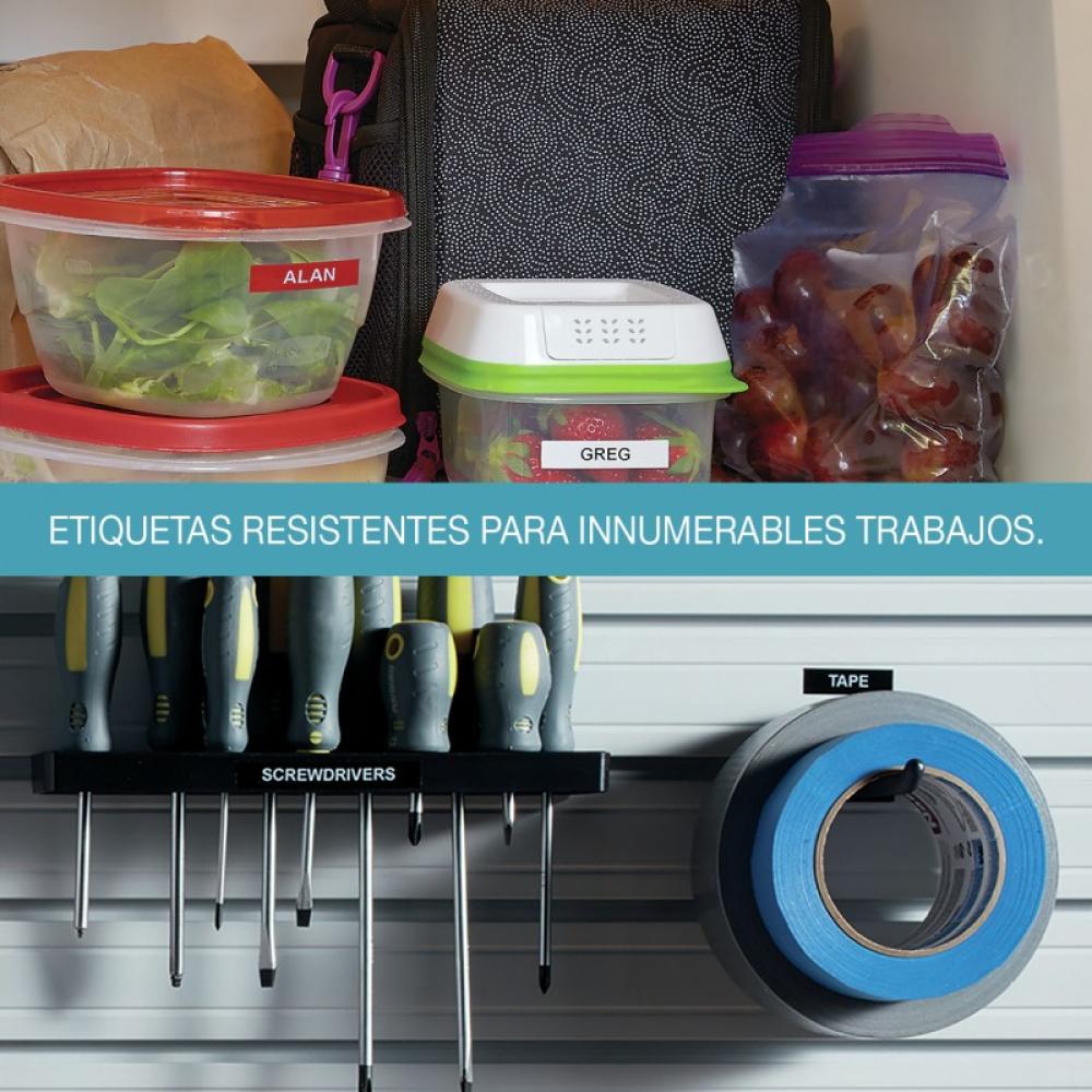 DYMO - D1 - Etiquetas Durable - Blanco sobre rojo - 12mm x 7m