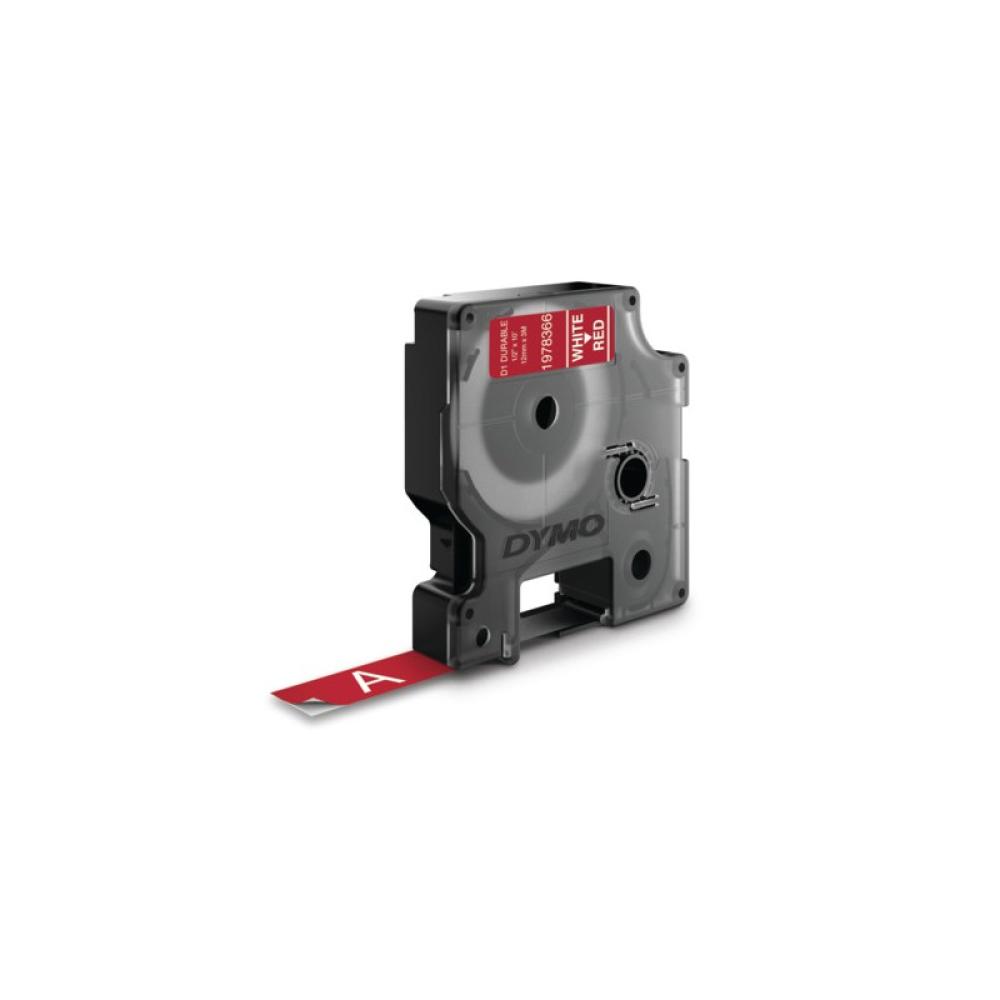 DYMO - D1 - Etiquetas Durable - Blanco sobre rojo - 12mm x 7m