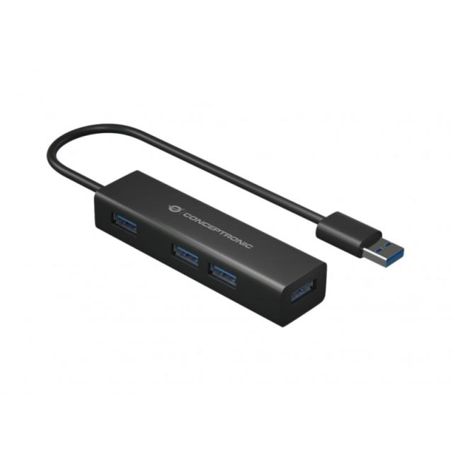 Conceptronic - HUBBIES06B hub de interfaz USB 3.2 Gen 1 (3.1 Gen 1) Type-A 5000 Mbit/s Negro