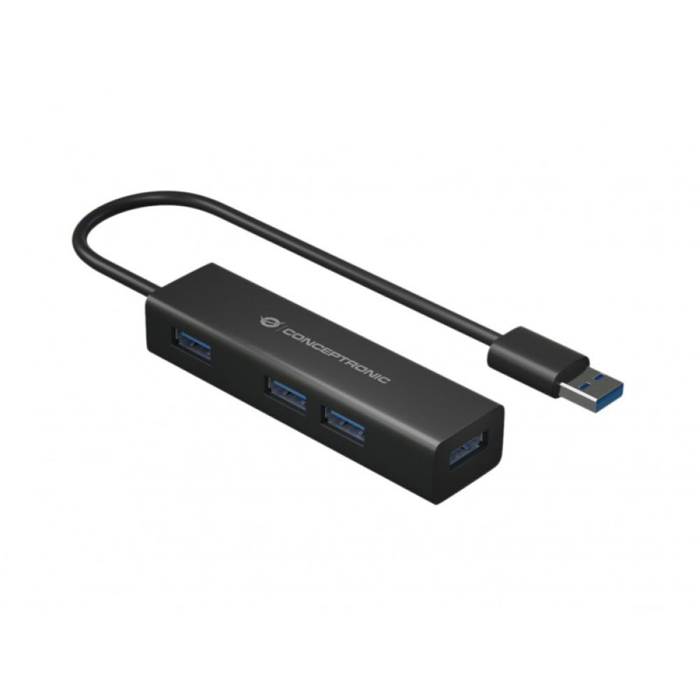 Conceptronic - HUBBIES06B hub de interfaz USB 3.2 Gen 1 (3.1 Gen 1) Type-A 5000 Mbit/s Negro