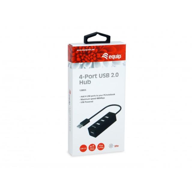 Equip - 128955 hub de interfaz USB 2.0 480 Mbit/s Negro