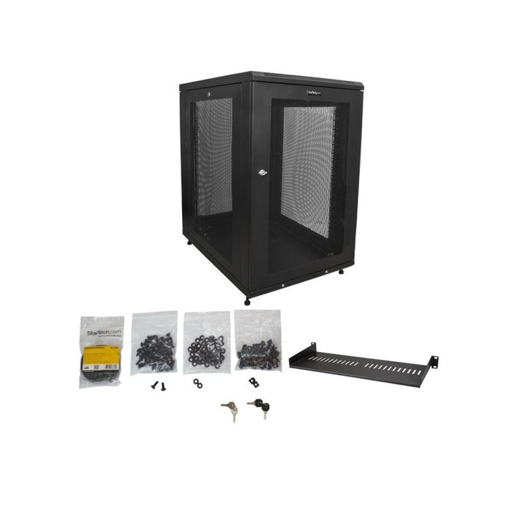 StarTech.com - Armario Rack para Servidores 18U 19" 4 Columnas - Rack de Servidores con Cerradura y Seguro - Rack co - RK1833BKM