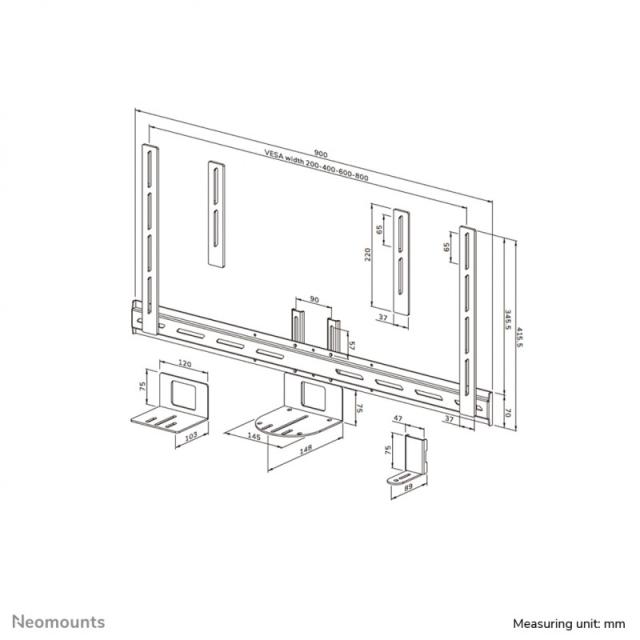 Neomounts - AV50-500BL Kit de estante para cámara PTZ/UC 43-110" - VESA - máx 5 kg - universal