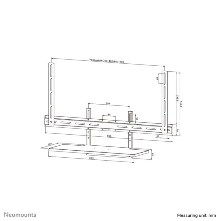 Neomounts - AV40-500BL Kit bandeja para teclado 43-110" - VESA - máx 2,5 kg - universal