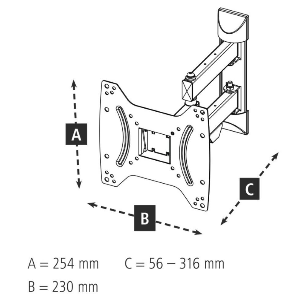 Hama - Soporte de Pared para televisores de 19 a 48", 2 brazos, Giratorio 180°, inclinable +5°/-12°, para televisores de hasta 2