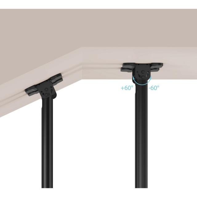 TooQ - Soporte de Techo Extensible con doble mástil para Pantallas 60”-120", Negro