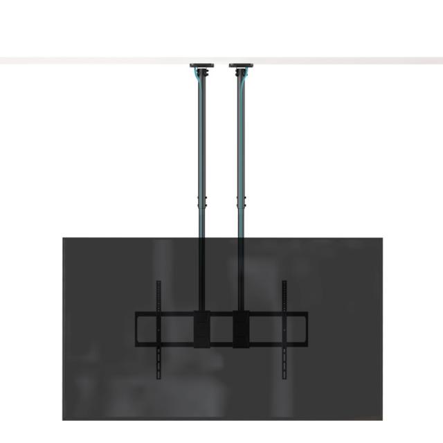 TooQ - Soporte de Techo Extensible con doble mástil para Pantallas 60”-120", Negro