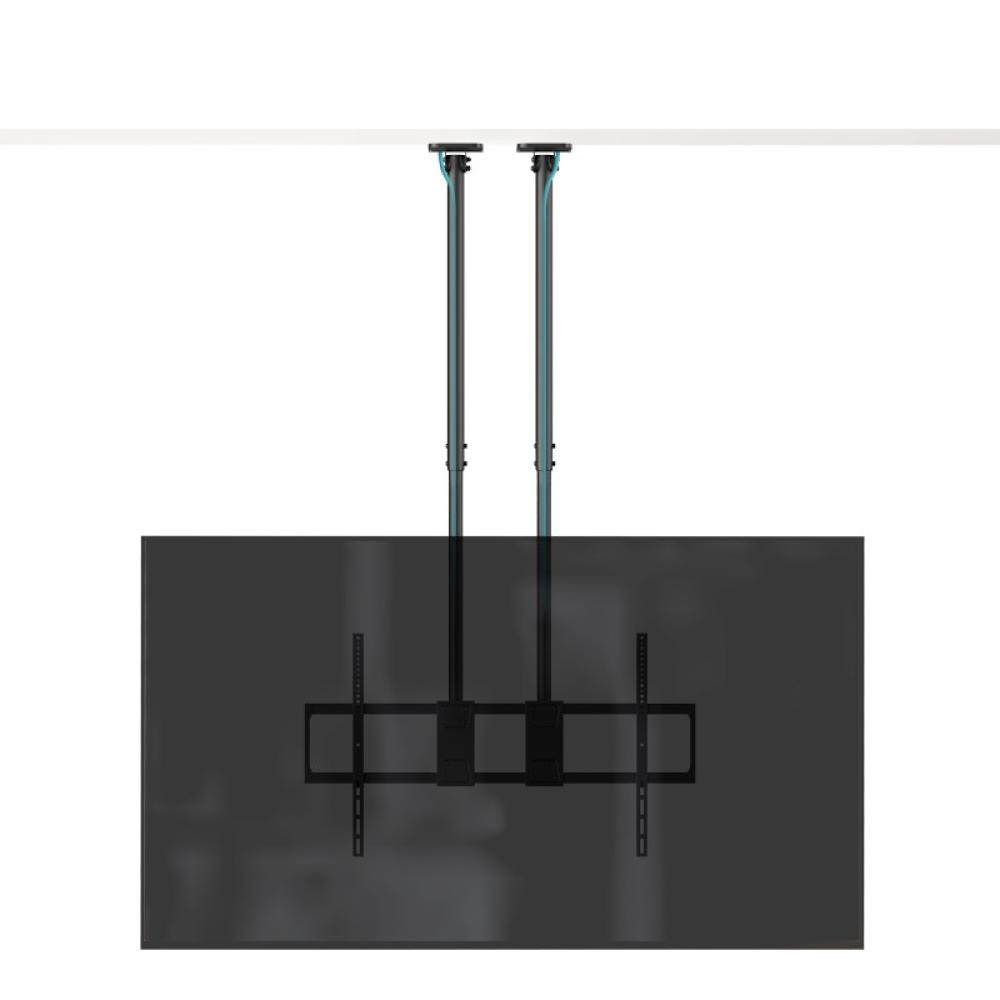 TooQ - Soporte de Techo Extensible con doble mástil para Pantallas 60”-120", Negro