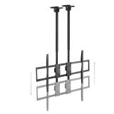 TooQ - Soporte de Techo Extensible con doble mástil para Pantallas 60”-120", Negro
