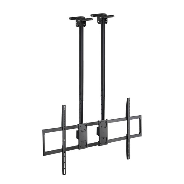 TooQ - Soporte de Techo Extensible con doble mástil para Pantallas 60”-120", Negro