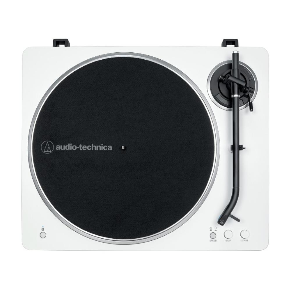 Audio-Technica - AT-LP70XBT Tocadiscos de tracción por correa Plata, Blanco Totalmente automático