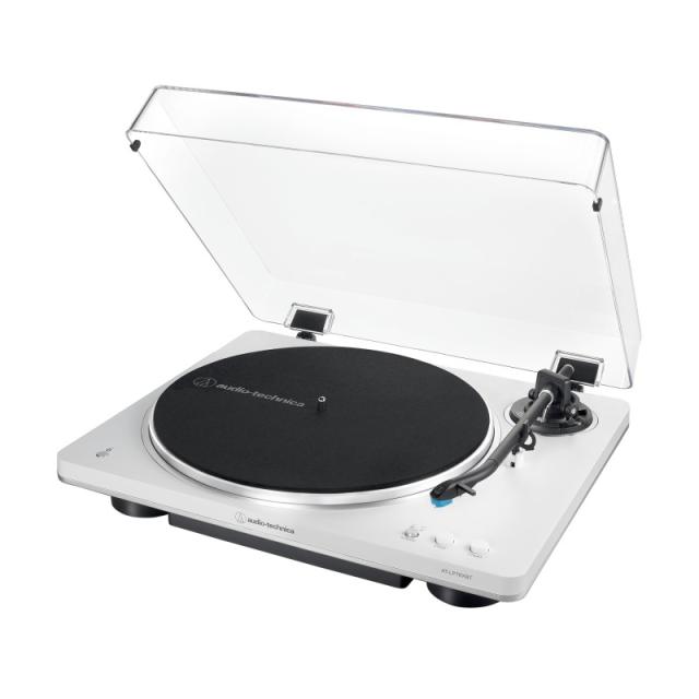 Audio-Technica - AT-LP70XBT Tocadiscos de tracción por correa Plata, Blanco Totalmente automático