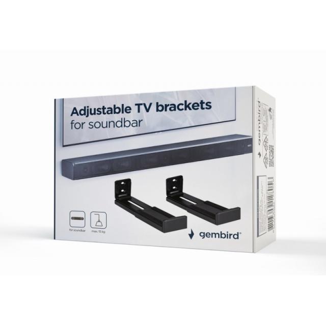 Gembird - WM-SB-01 soporte de altavoz Pared Acrilonitrilo butadieno estireno (ABS), Acero Negro