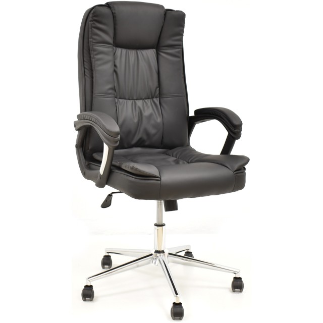 Sillón de oficina DUKE (H), alto, gas, basculante, similpiel negra