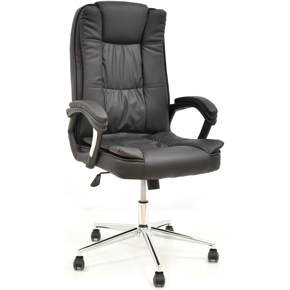 Sillón de oficina DUKE (H), alto, gas, basculante, similpiel negra