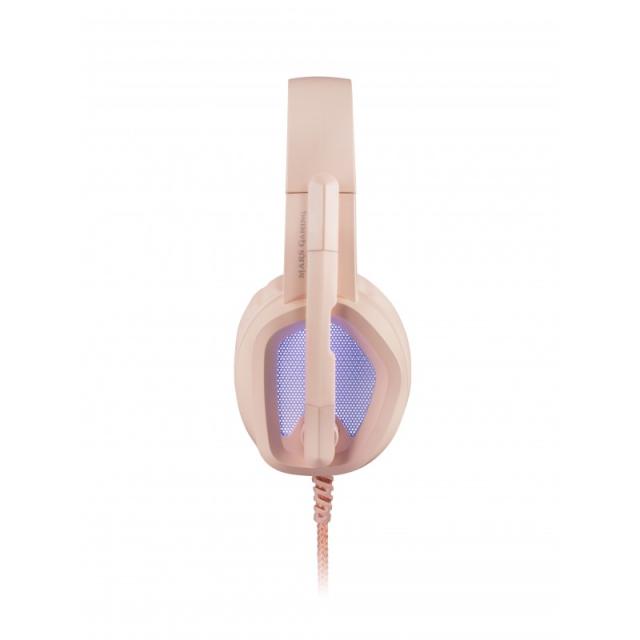 Mars Gaming - MH320P Rosa, Auriculares Neodimio RGB Flow, Micrófono y Caja de Control