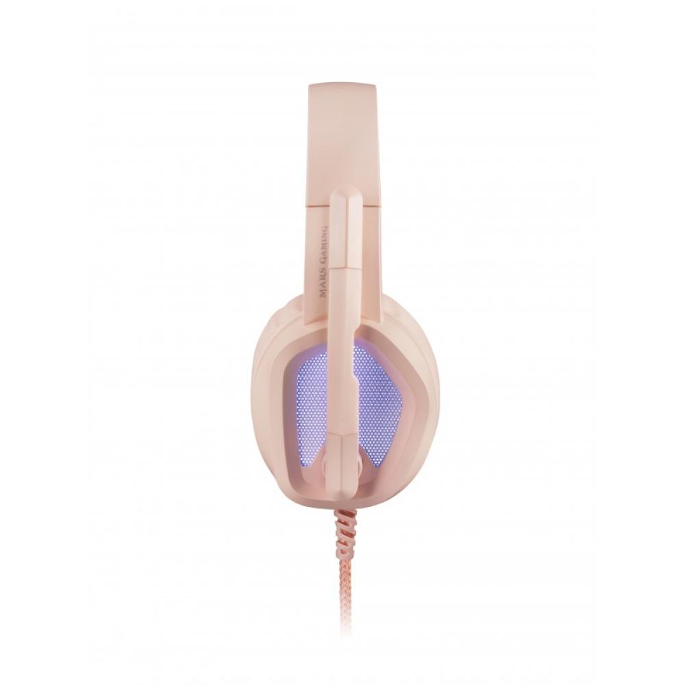 Mars Gaming - MH320P Rosa, Auriculares Neodimio RGB Flow, Micrófono y Caja de Control