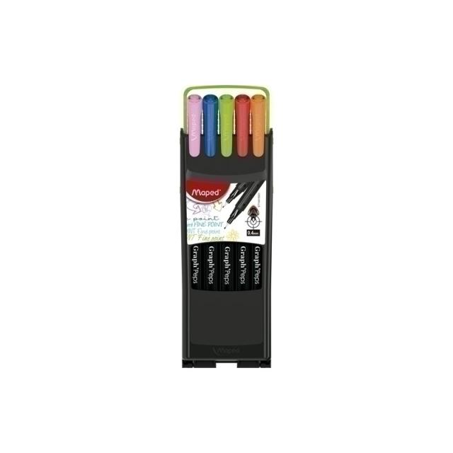 Maped - ROTULADOR MAPED PUNTA DE METAL GRAPH PEPS FINE LINER COMPACT ESTUCHE DE 10 COLORES SURTIDOS - Color no elegible