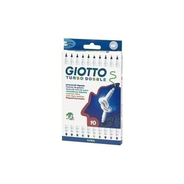 Giotto - ROTULADOR GIOTTO TURBO DOBLE PUNTA GRUESA Y PUNTA FINA CAJA DE 10 COLORES