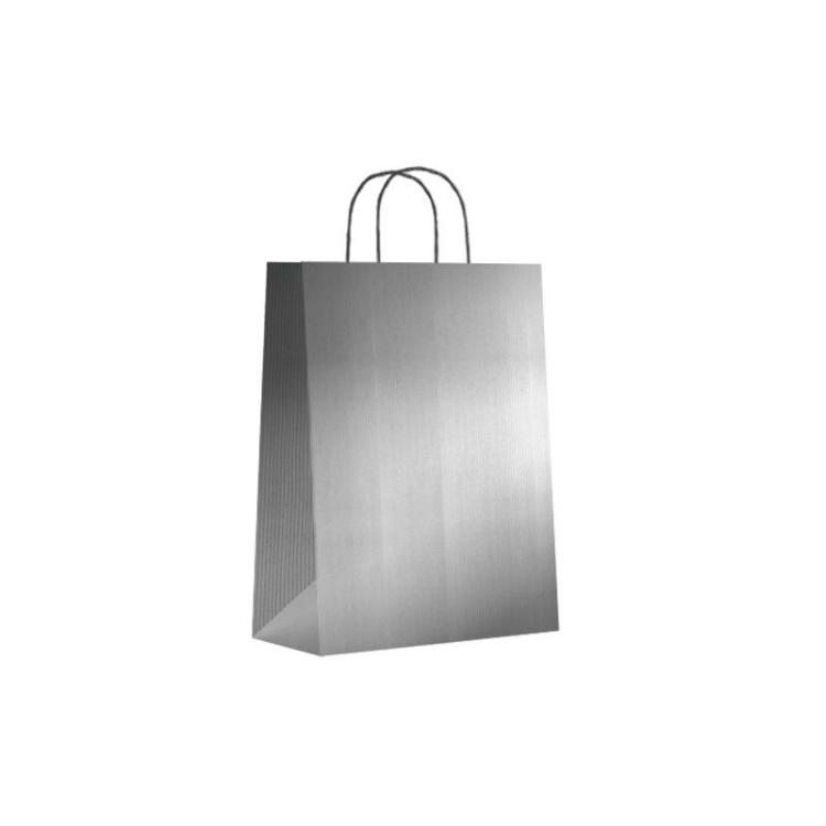Sin Marca - Paq.25 bolsas papel asa retorcida formato s 24+10X32cm 90gr plata 02003014