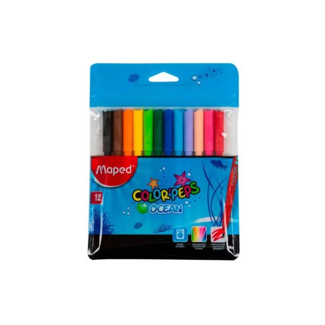 Maped - BLISTER 12 ROTULADORES OCEAN COLORPEPS COLORES SURTIDOS MAPED 845720 - Color no elegible
