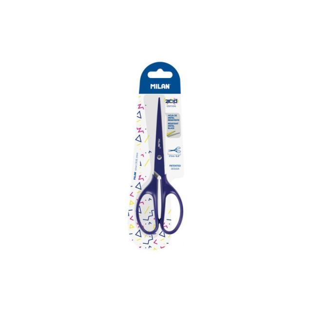 Milan - BLÍSTER TIJERAS DE OFICINA ACID AZUL 17 CM NUEVO MILAN BWM10425B