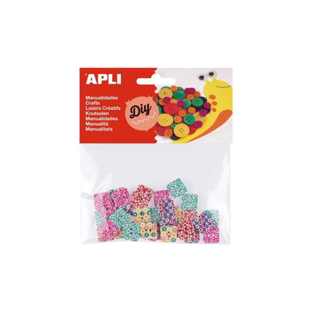 APLI - BOLSA 35 BOTONES MADERA APLI ESTAMP. STDO 13MM
