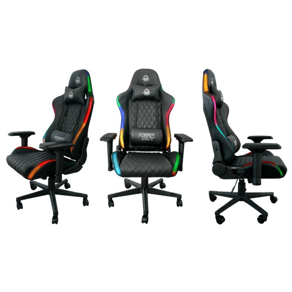 KeepOut - XSPRO-RGB silla para videojuegos Butaca para jugar Asiento acolchado Negro