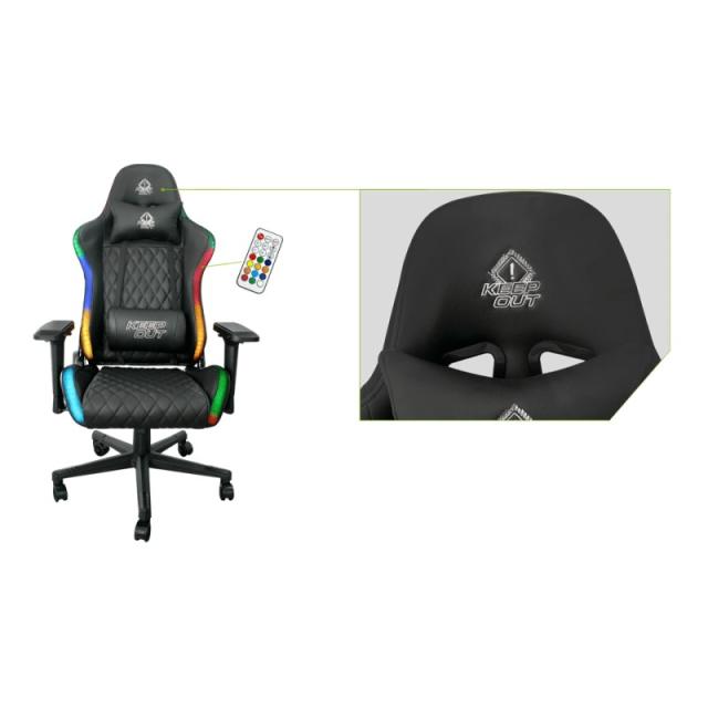 KeepOut - XSPRO-RGB silla para videojuegos Butaca para jugar Asiento acolchado Negro