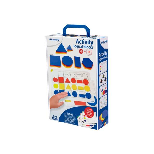 Miniland Educational - BLOQUES LOGICOS 60PIE+16 ACT.+GUIA MINILAND 95042