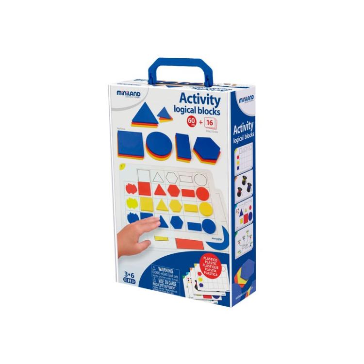 Miniland Educational - BLOQUES LOGICOS 60PIE+16 ACT.+GUIA MINILAND 95042