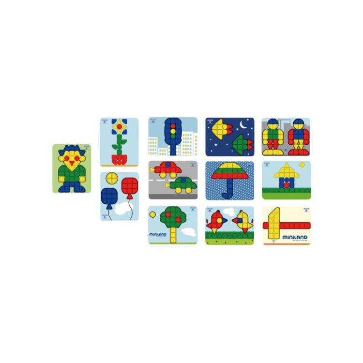 Miniland Educational - FICHAS SUPERPEGS 12 FICHAS MODELO 38X30 MINILAND