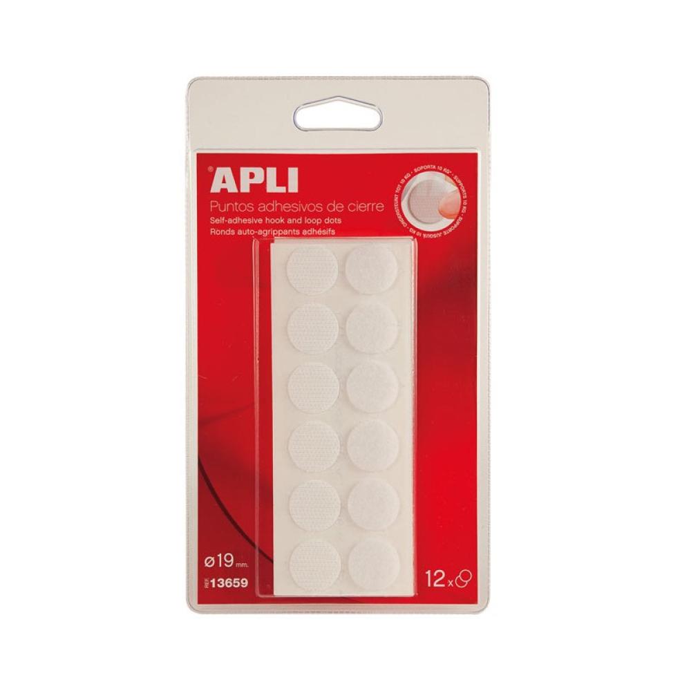 APLI - APLI 12UN.PUNTOS ADHES. DE CIERRE DIAM.19 mm BLANCO