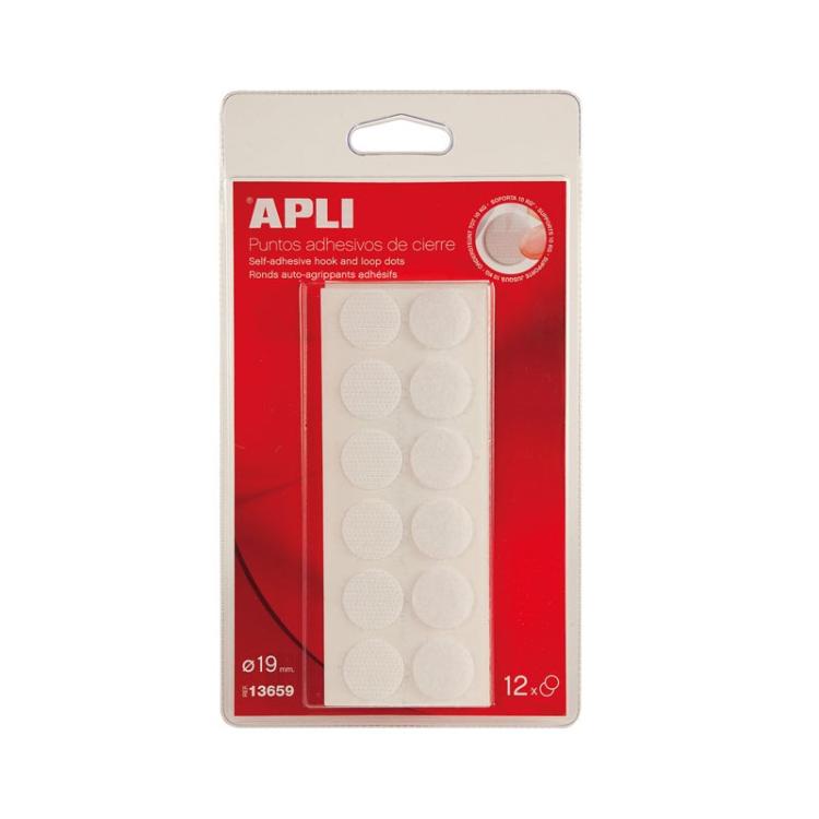 APLI - APLI 12UN.PUNTOS ADHES. DE CIERRE DIAM.19 mm BLANCO