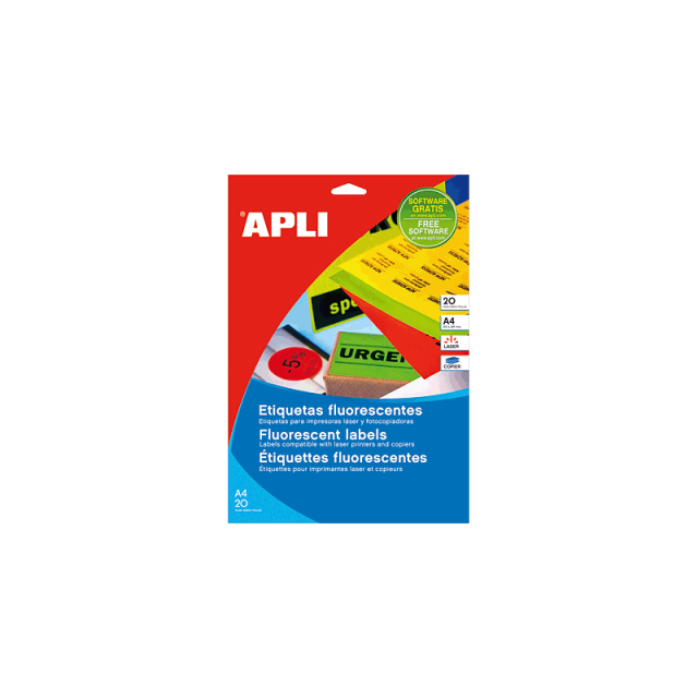 APLI - APL B20H ETIQUETA FLUOR AMARILLA 64X33.9 CANT.ROMO
