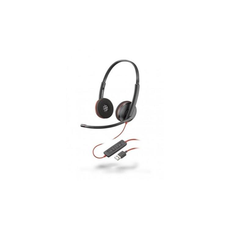 HP Poly - POLY AURICULARES BLACKWIRE C3220 DIADEMA ESTÉREO MICRÓFONO CONTROL DE VOLUMEN CABLE USB A NEGRO